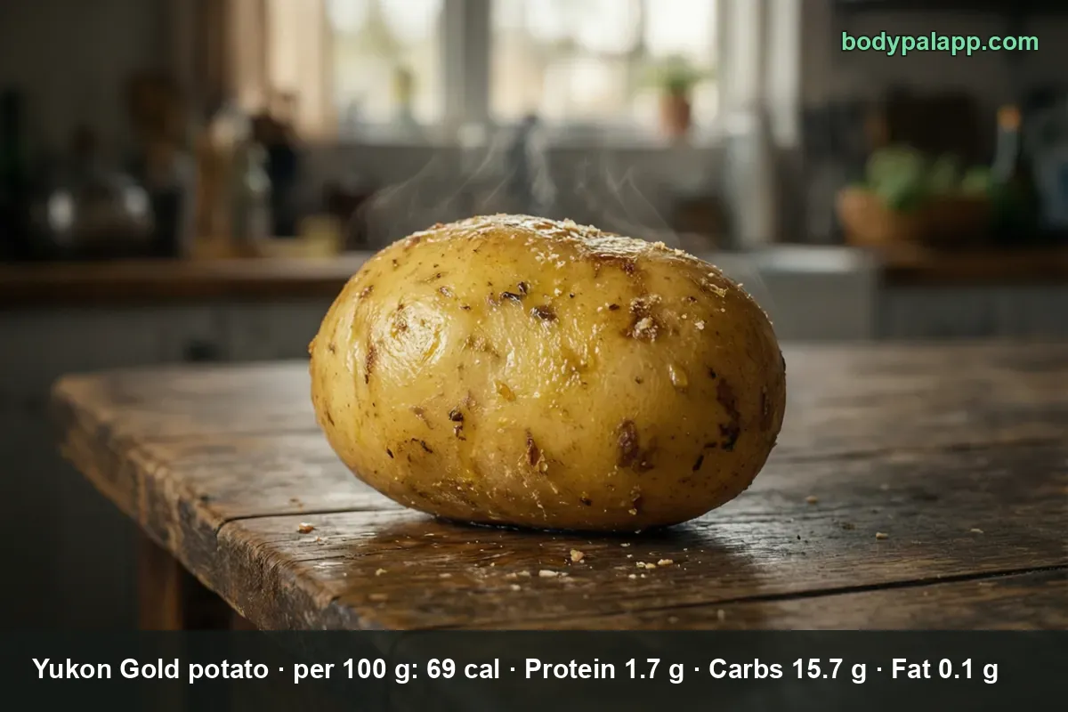 Yukon Gold potato with smooth waxy golden skin